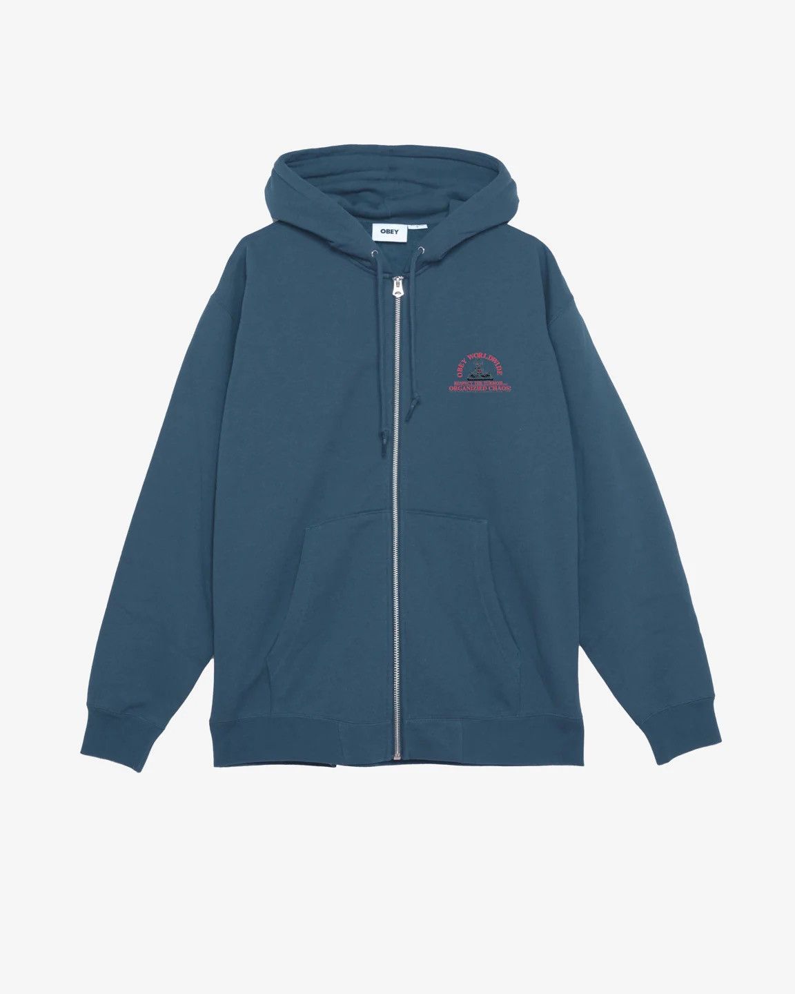 image of Obey Heavyweight Zip Hoodie in Blue, Men's (Size XL)