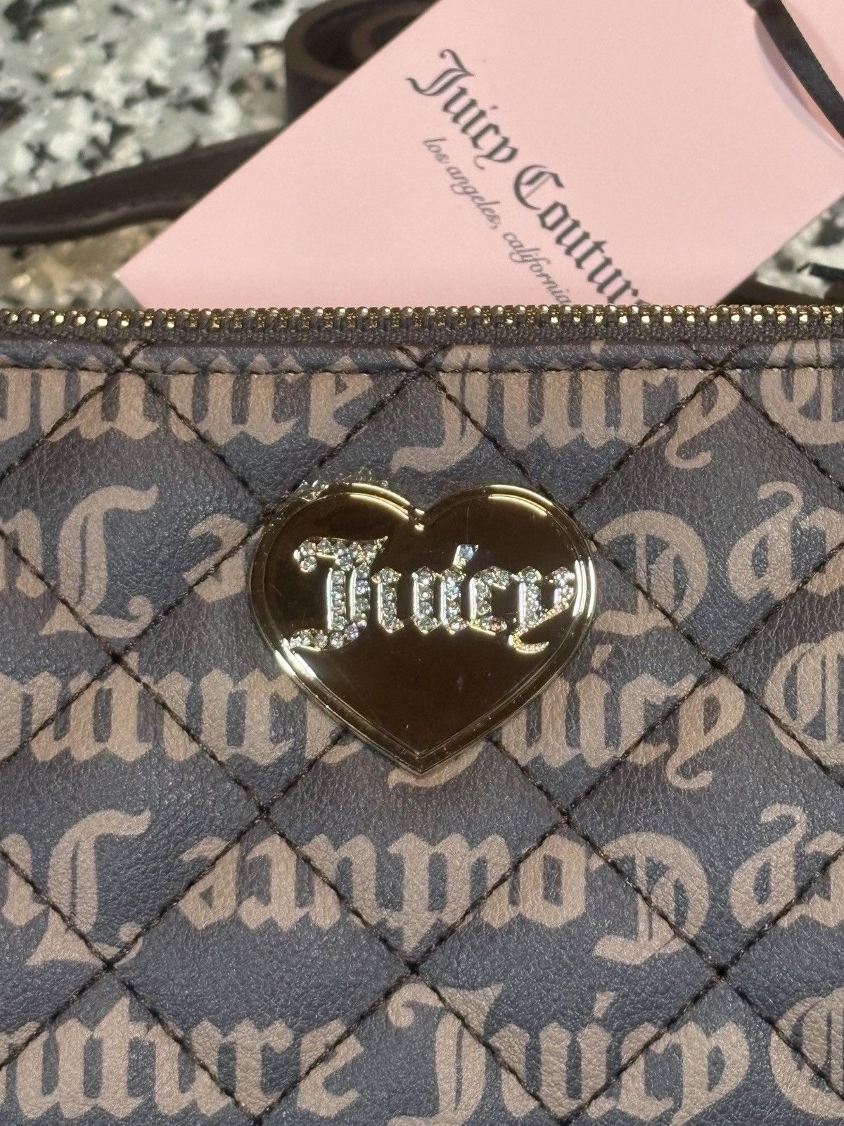 Juicy Couture Vintage Y2K Juicy Couture Brown Quilted Leather Shoulder Bag Size ONE SIZE - 5 Thumbnail