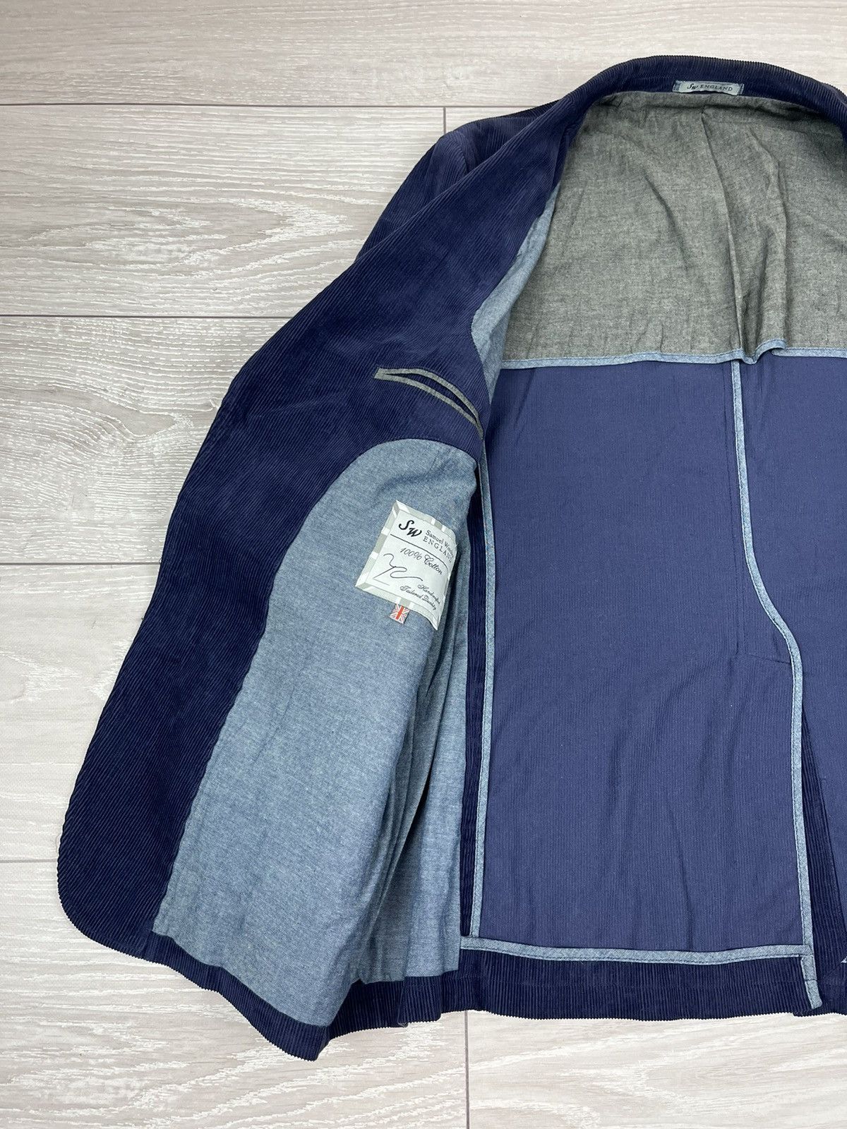 Designer Samuel Windsor England Blue Corduroy Blazer Jacket Size US XL / EU 56 / 4 - 8 Thumbnail