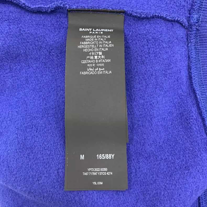 Saint Laurent Paris Saint Laurent Blue Hooded Sweatshirt with Print-2507 Size M / US 6-8 / IT 42-44 - 5 Thumbnail