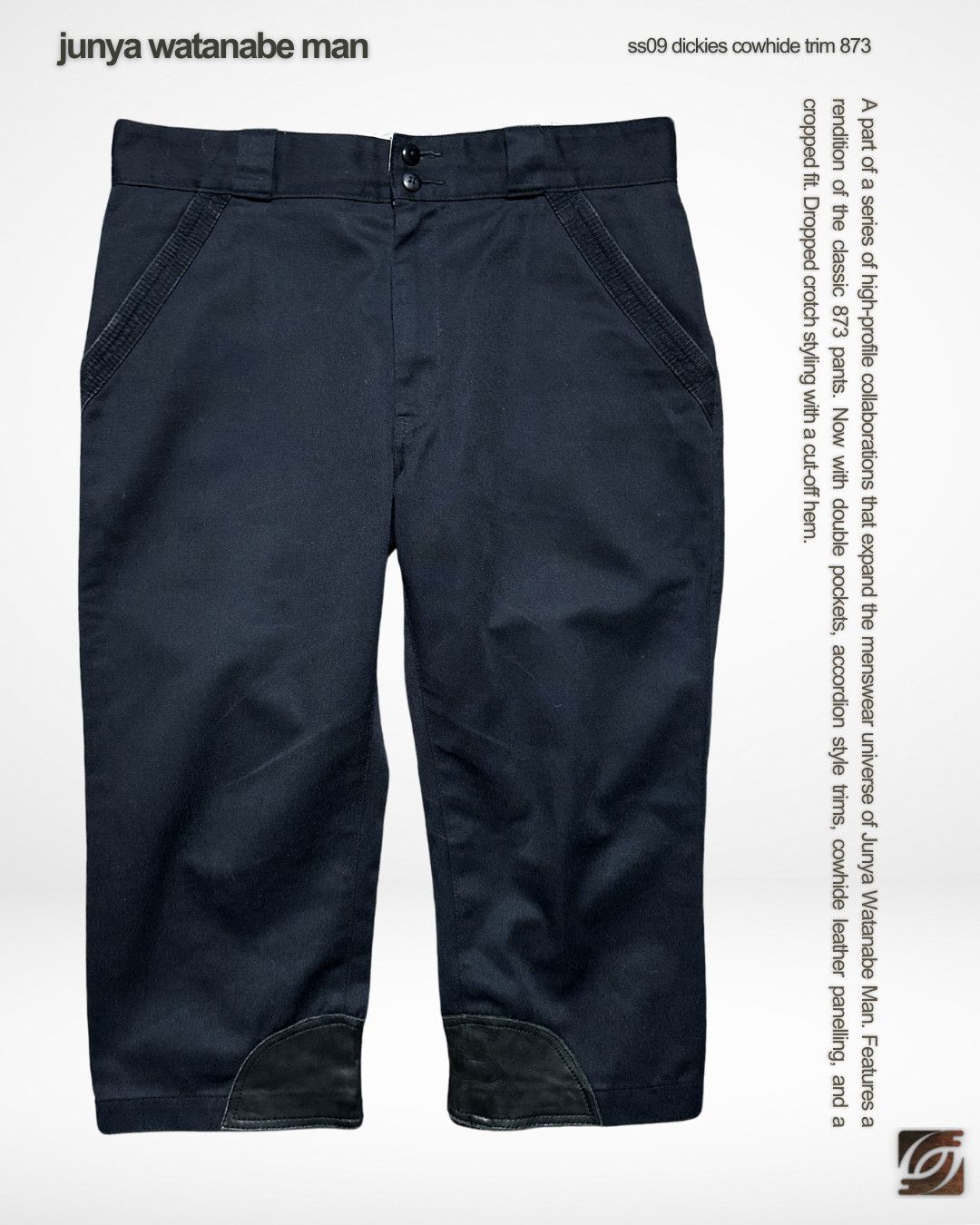 Comme des Garcons SS09 Dickies Cowhide Leather Trim 873 Cropped Pants Size US 34 / EU 50 - 1 Thumbnail
