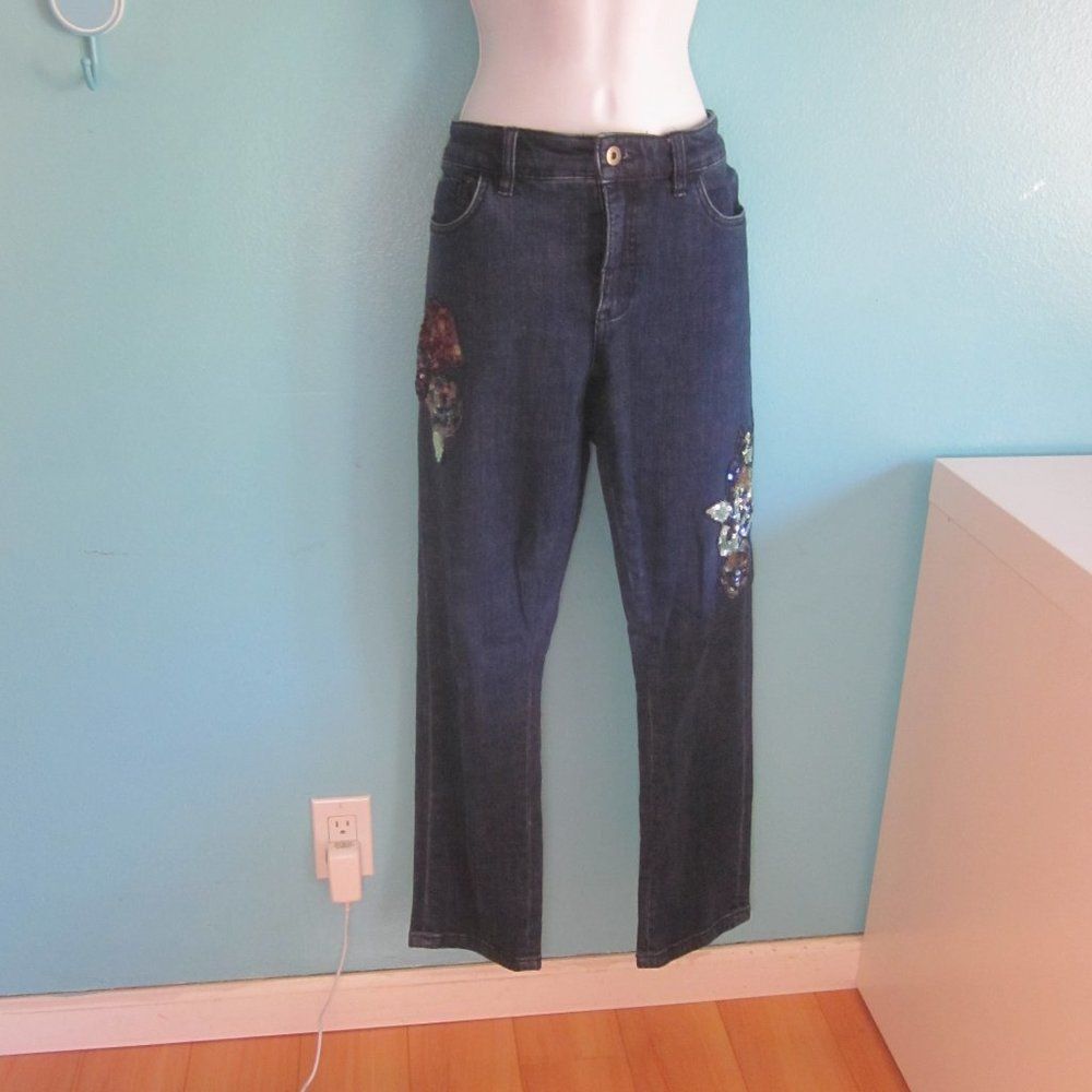Anthropologie Anthropologie Pilcro Size 28 Boyfriend Jeans with Sequin Design Size 28" / US 6 / IT 42 - 6 Thumbnail
