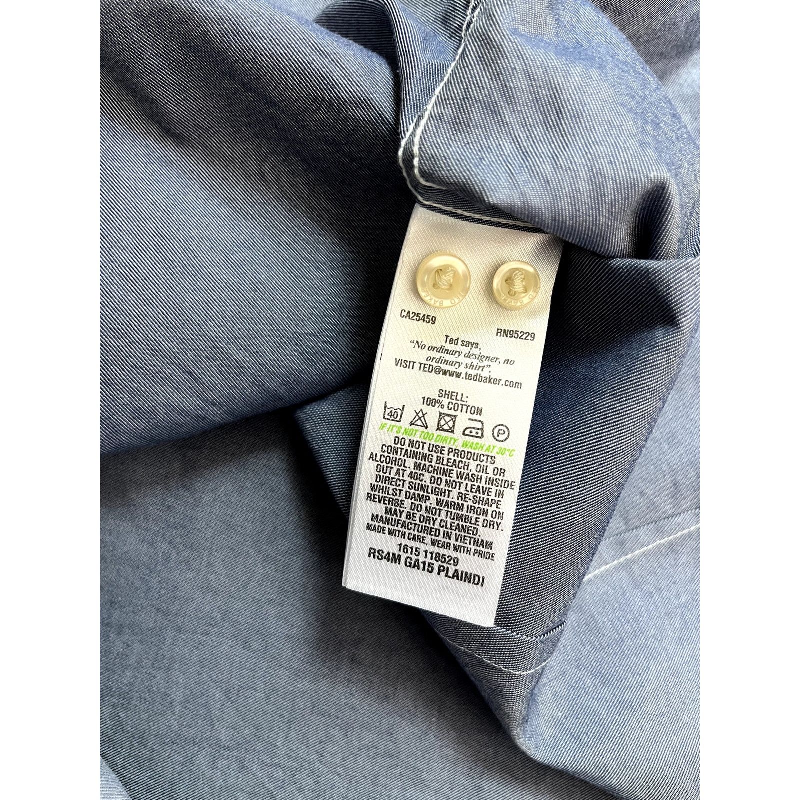 Ted Baker Men's Blue Ted Baker Button Front Dress Shirt 16 Size US M / EU 48-50 / 2 - 6 Thumbnail