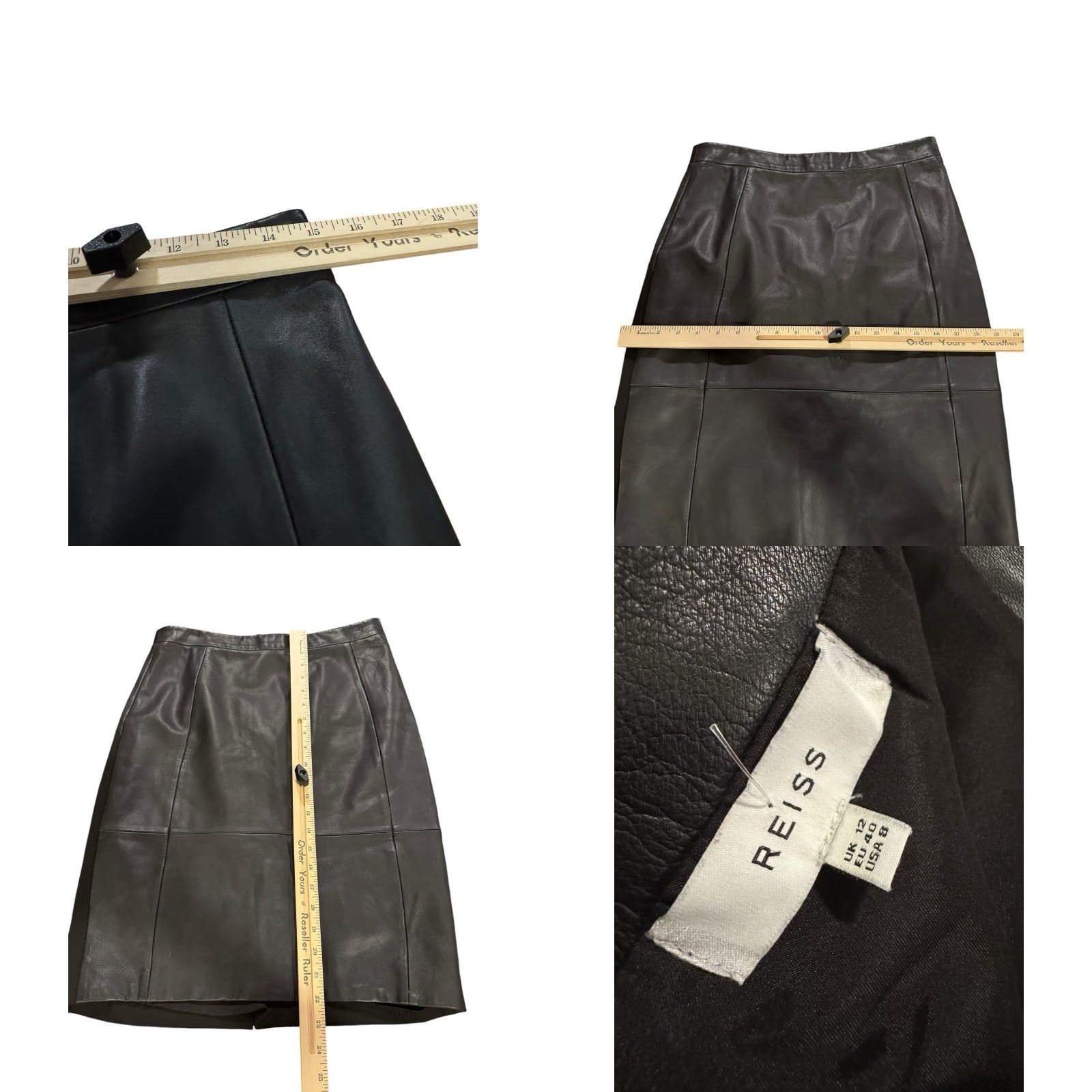 Reiss Reiss Reagan Leather Pencil Skirt Black Size 8 Lambs Leather Size 30" / US 8 / IT 44 - 8 Thumbnail