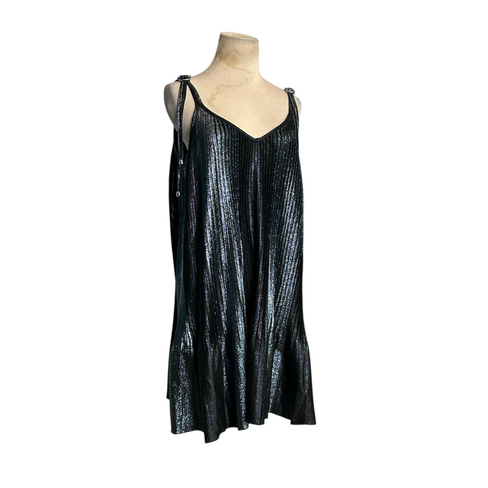 Adam Selman Adam Selman metallic pleated slip mini dress size Small Size S / US 4 / IT 40 - 13 Thumbnail
