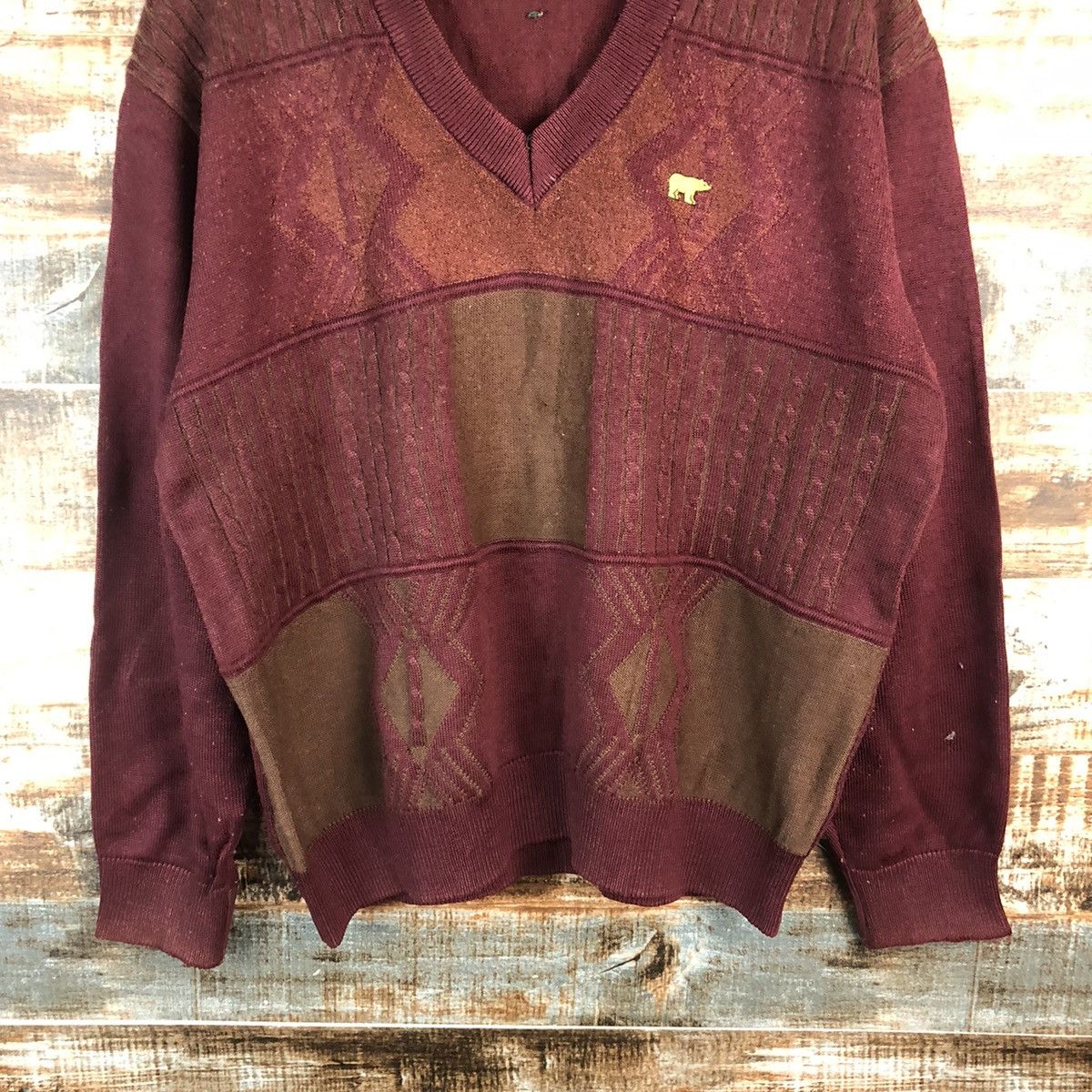 Homespun Knitwear × Japanese Brand DL Golden Bear Maroon Knitwear #C502 Size US L / EU 52-54 / 3 - 3 Thumbnail