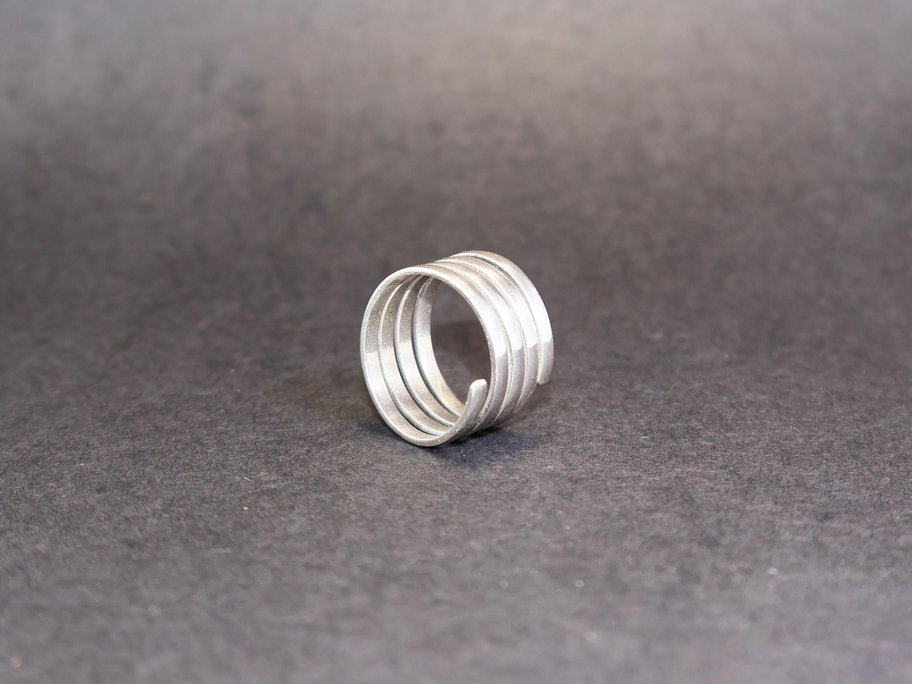 Handmade Spiral Band Ring, Sterling Silver Handmade Adjustable Ring, Size ONE SIZE - 5 Thumbnail