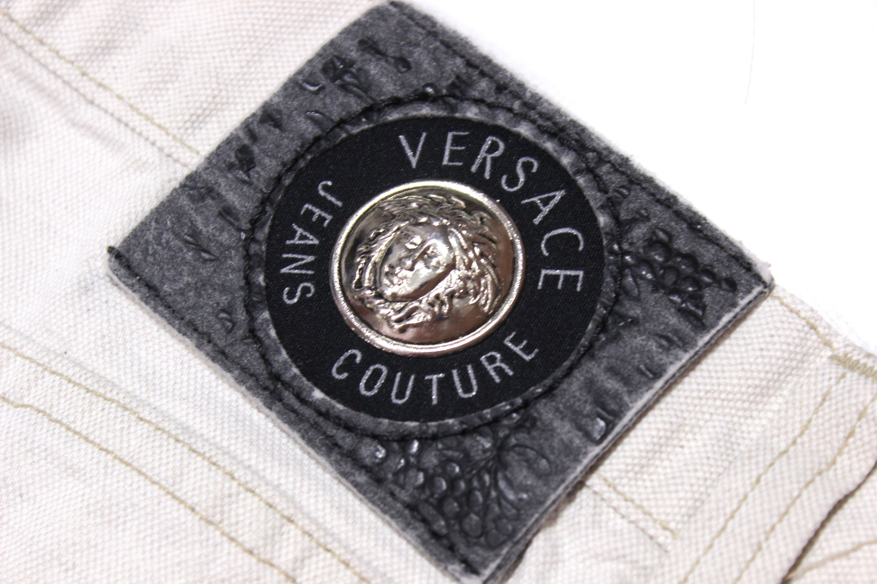 Versace 90S Medusa Buttons Cotton Linen Jeans Vintage Size US 40 / EU 56 - 7 Thumbnail