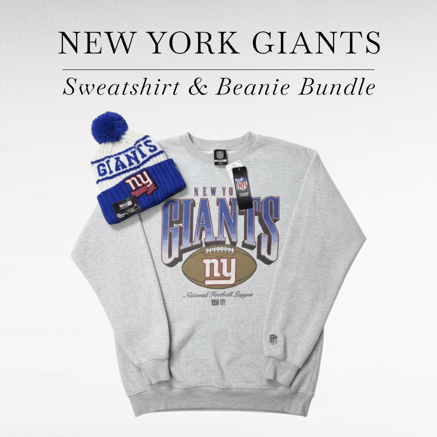 NFL NWT New York Giants Bundle Crewneck Sweatshirt & Beanie MD Size US M / EU 48-50 / 2 - 1 Thumbnail