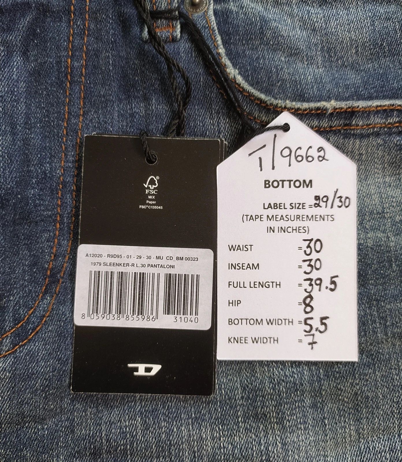 Diesel Diesel 1979 SLEENKER-R L.30 MENS JEANS T/9662 Size US 29 - 6 Thumbnail
