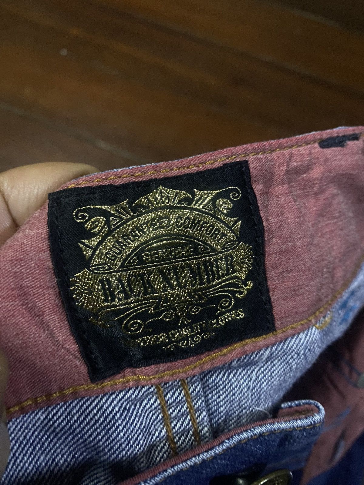 If Six Was Nine × Le Grande Bleu (L.G.B.) × Tornado Mart Flare Jeans Back Number Distress Faded Denim Bootcut Y2k Size 33" - 16 Thumbnail