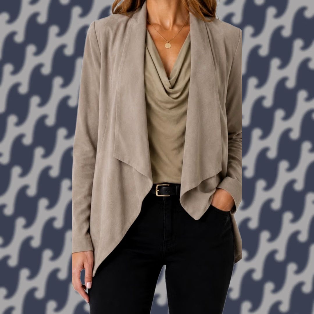 Bcbgmaxazria BCBGMAXAZRIA Women’s Blazer Medium Taupe Draped Open Front Lightweight Moto Waterfall Size M / US 6-8 / IT 42-44 - 1 Thumbnail