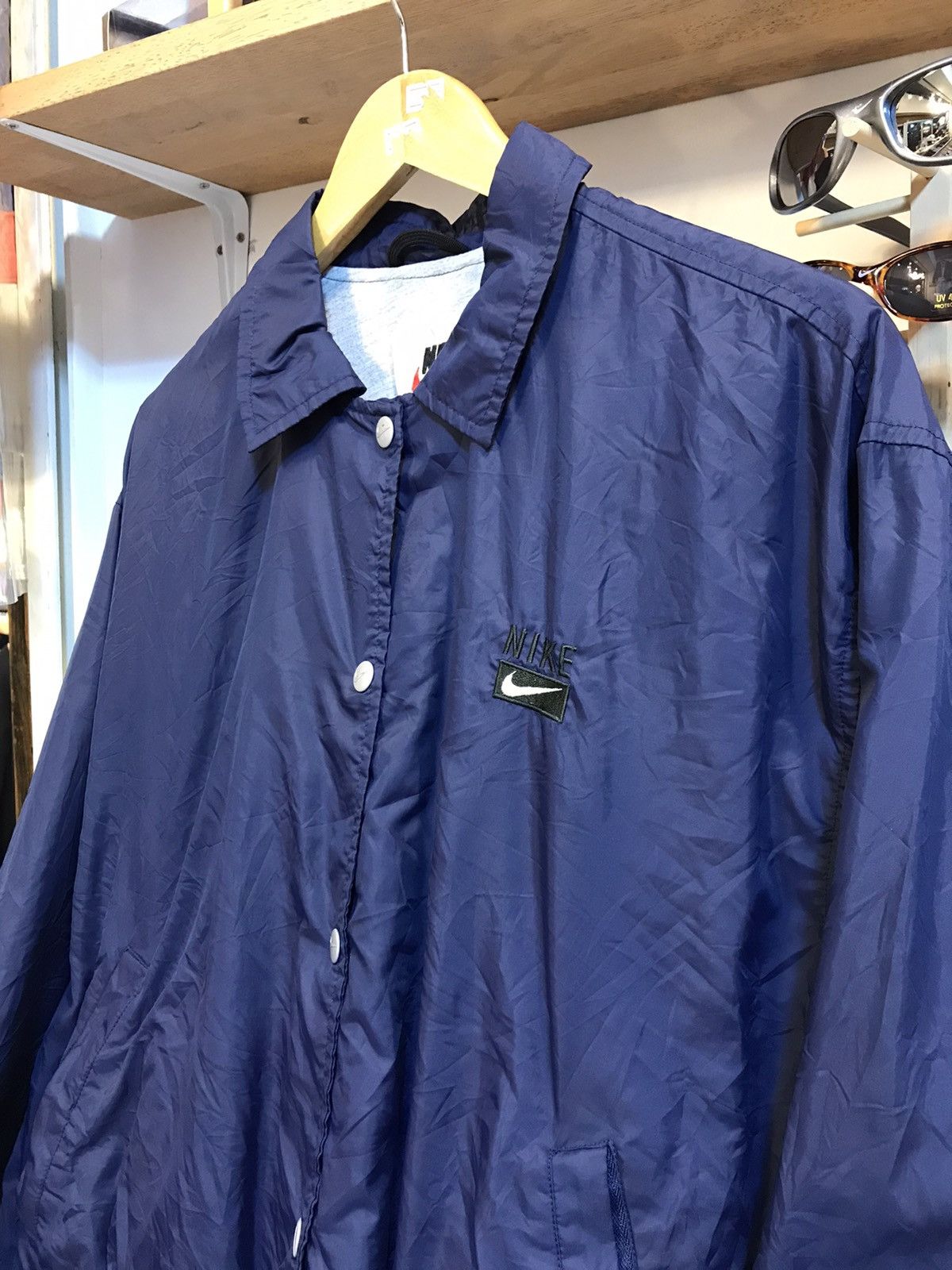 Nike × Vintage Vintage Nike Spell Out Buttons Up Windbreaker Jacket Size US M / EU 48-50 / 2 - 6 Thumbnail