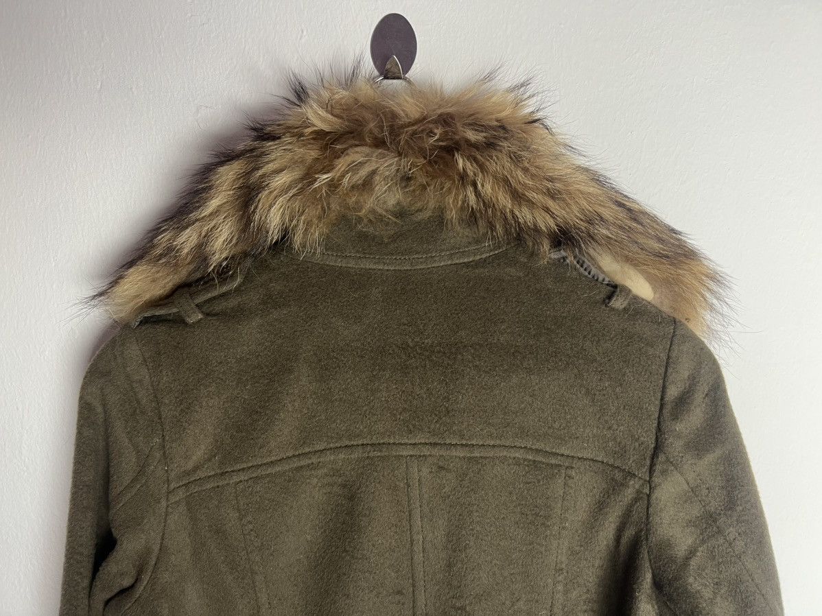 Japanese Brand Ozoc Double Breasted Faux Fur Olive Green Trench Coat Size US S / EU 44-46 / 1 - 8 Thumbnail