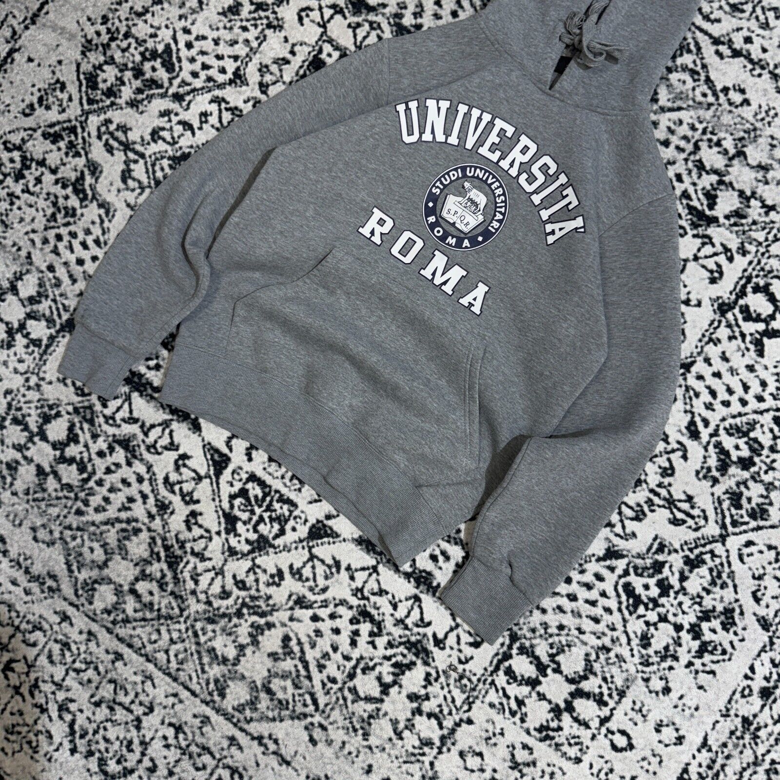 Vintage Vintage Gray Cotton Hoodie Size S University Of Roma Y2K 90s Size US S / EU 44-46 / 1 - 2 Thumbnail