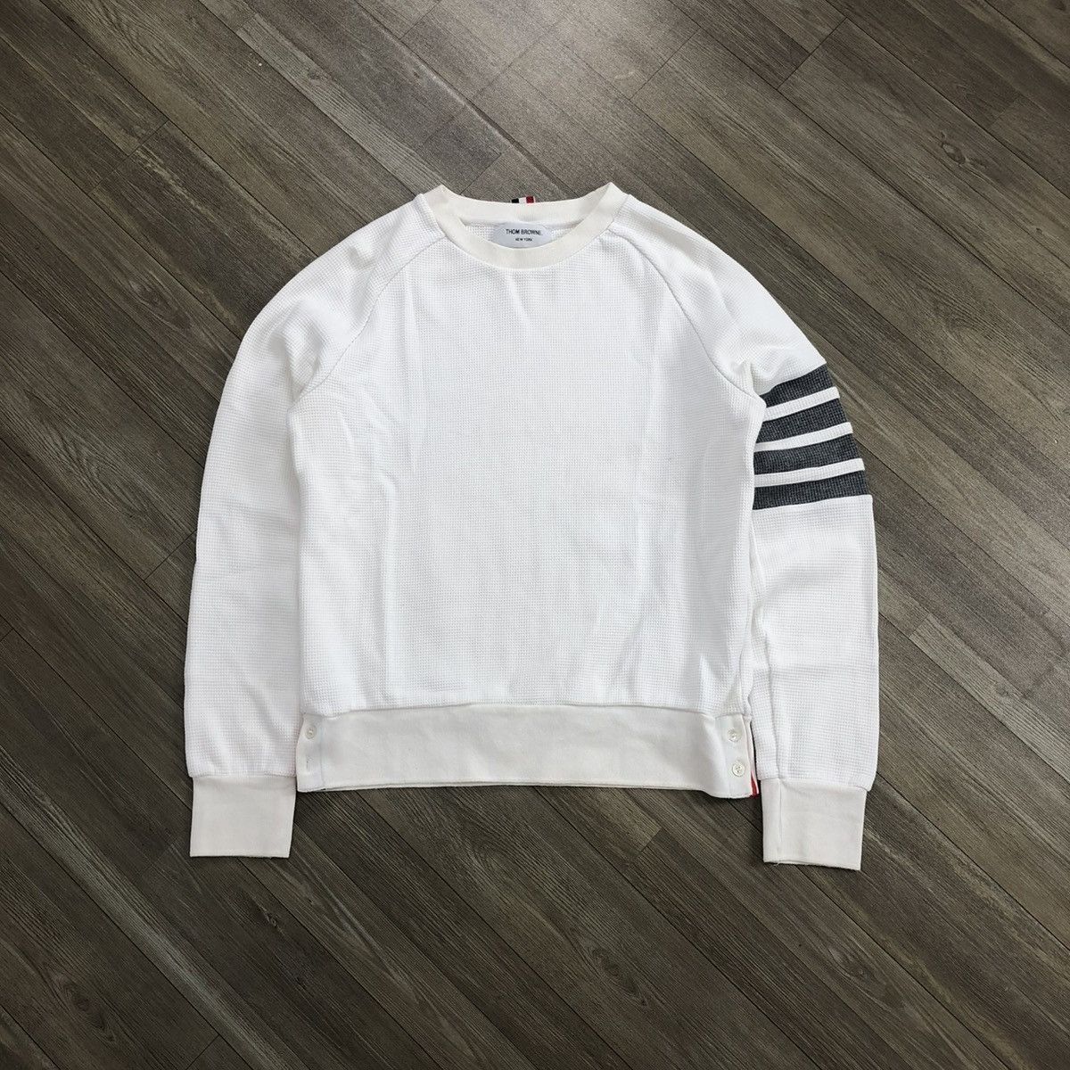 Thom Browne 🇮🇹Vintage Thom Browne Wafle 4 Bar Striped Luxury Sweatshirt Size US S / EU 44-46 / 1 - 1 Thumbnail