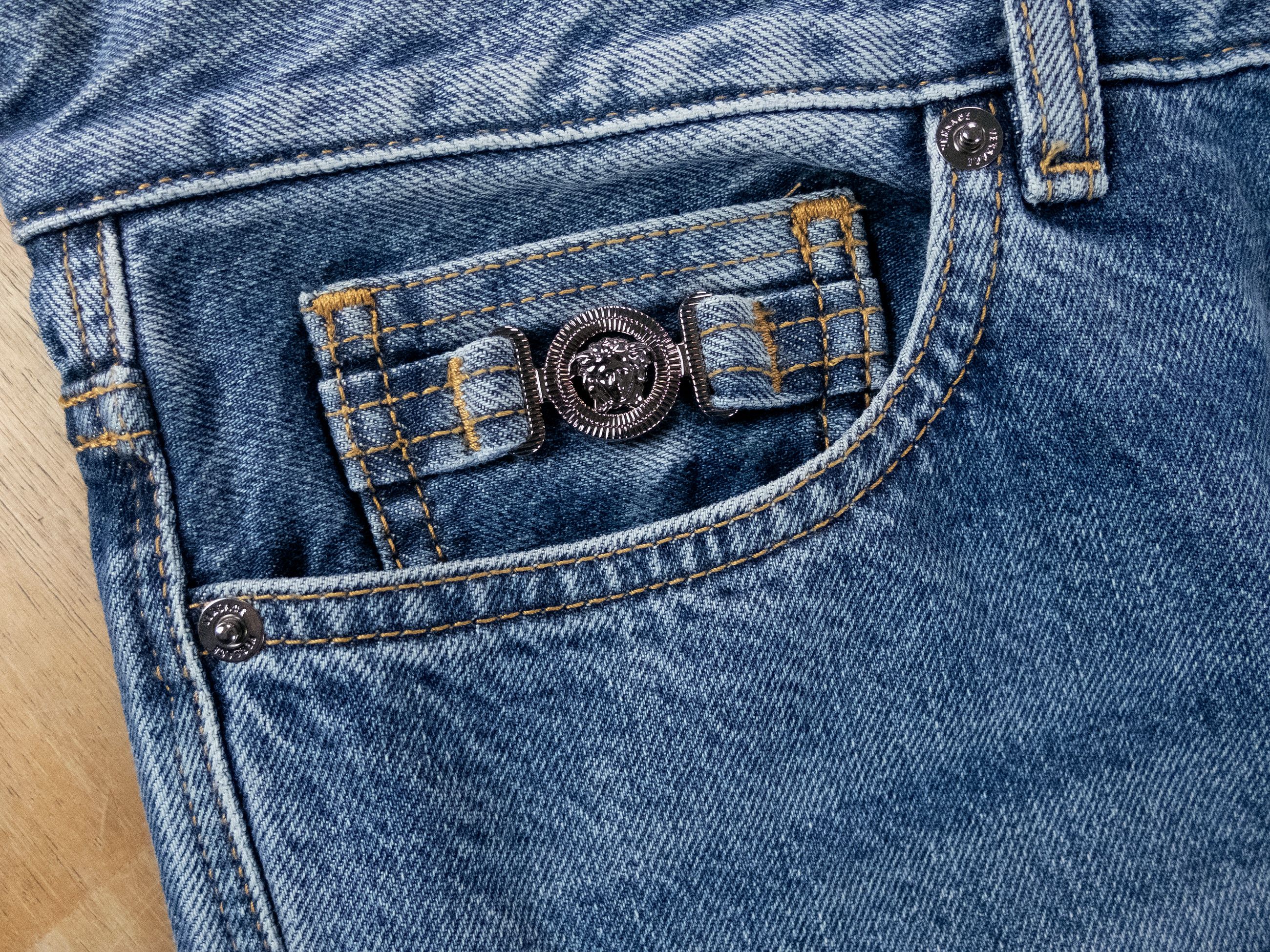 Versace VERSACE blue jeans with barocco print lower cuffs Size 32 q Size US 32 / EU 48 - 6 Thumbnail