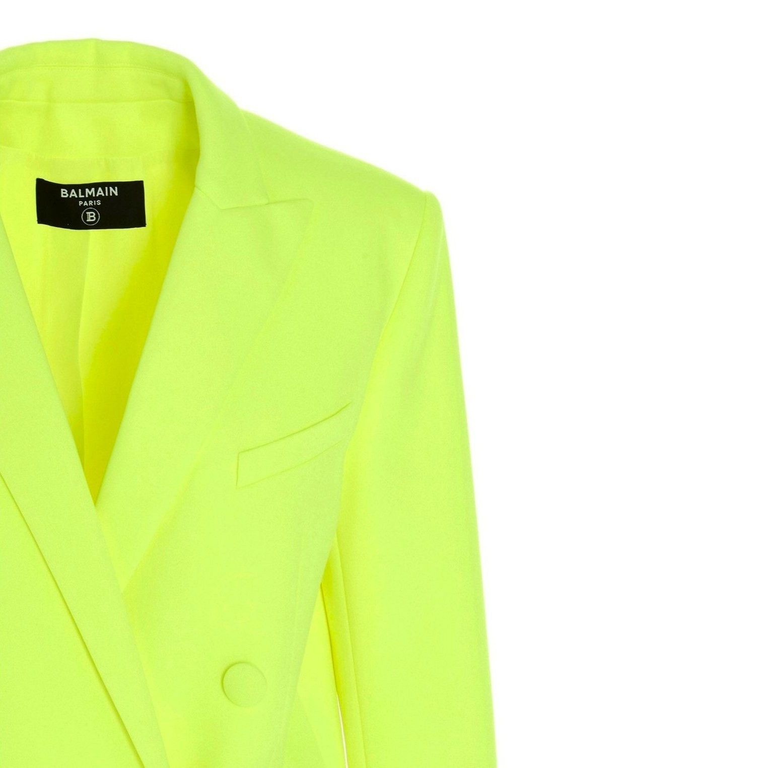 Balmain Double Breasted Boyfriend Blazer in Neon Yellow US 4 $1995 Size XS / US 0-2 / IT 36-38 - 2 Thumbnail