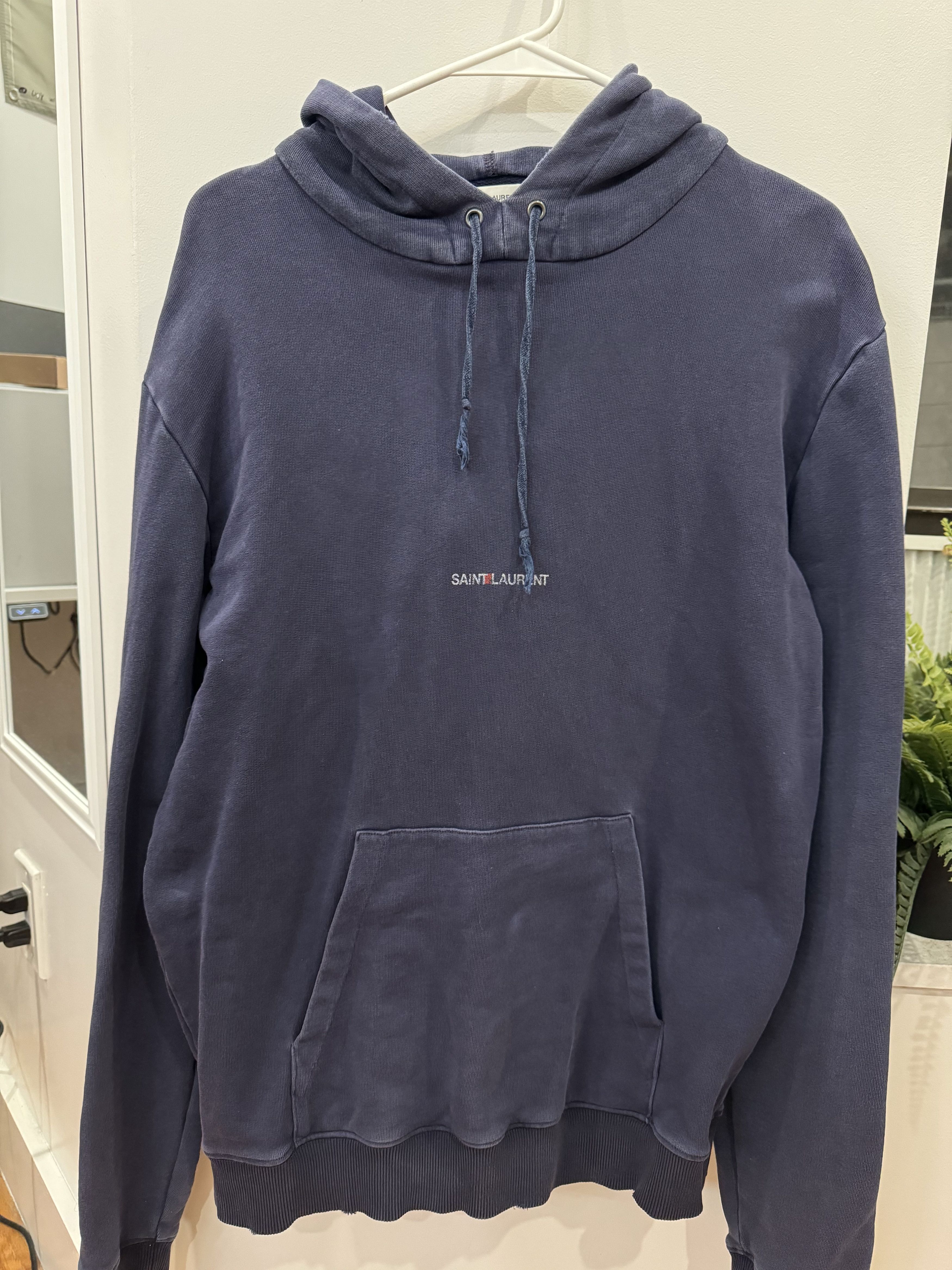 image of Saint Laurent Paris Saint Laurent Rive Gauche Hoodie M Navy, Men's (Size Small)