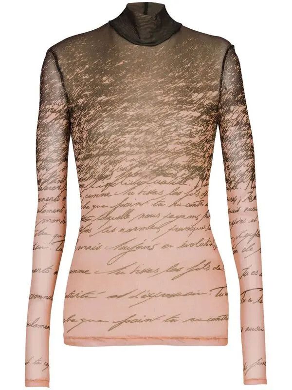 Balmain o1s1wg111225 Love Letter-Print Top in Beige/Brown Size S / US 4 / IT 40 - 1 Thumbnail