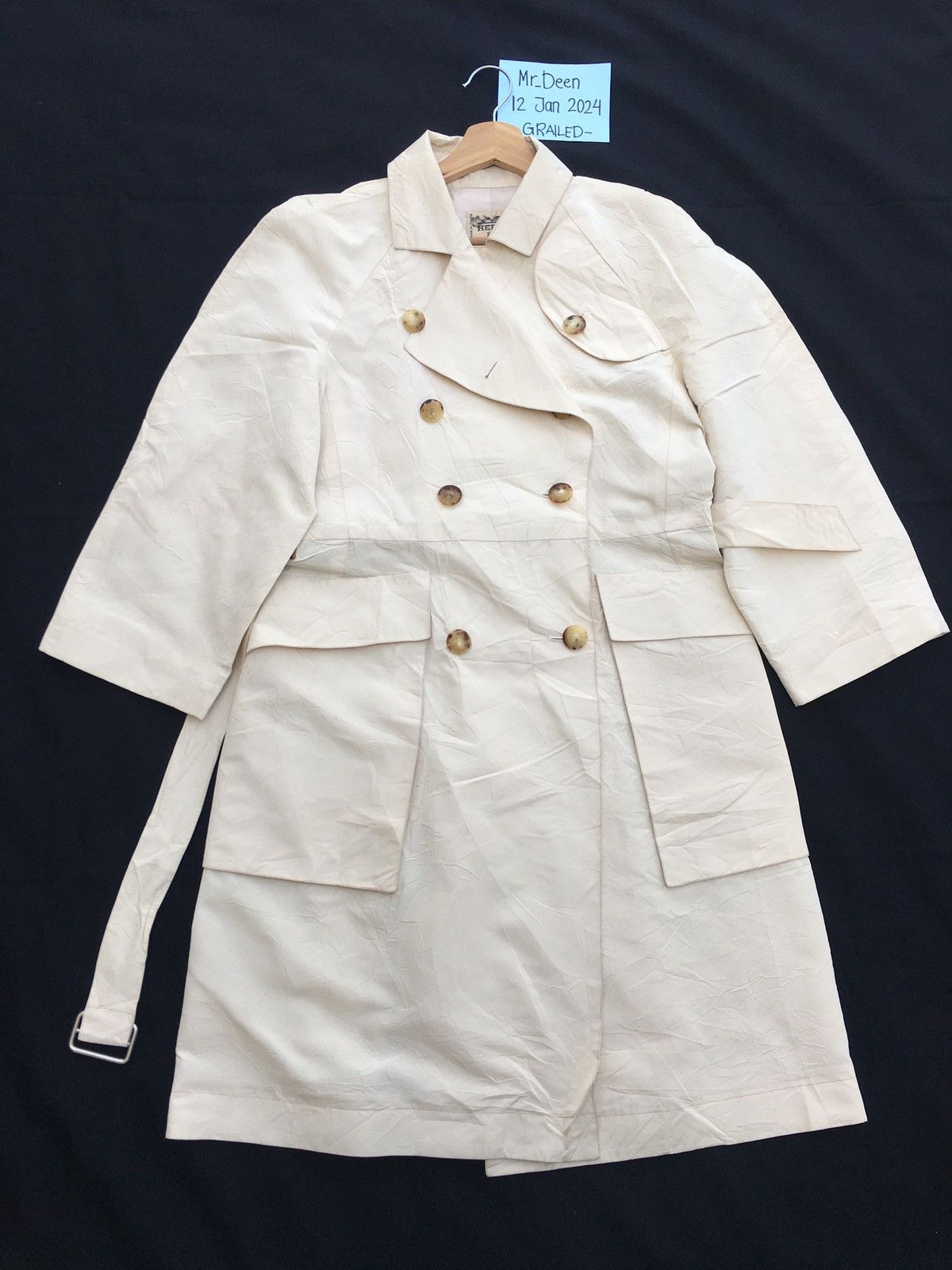Hermes Vintage 90s HERMÈS Trench Coat Double Breasted Coat Size M / US 6-8 / IT 42-44 - 1 Thumbnail