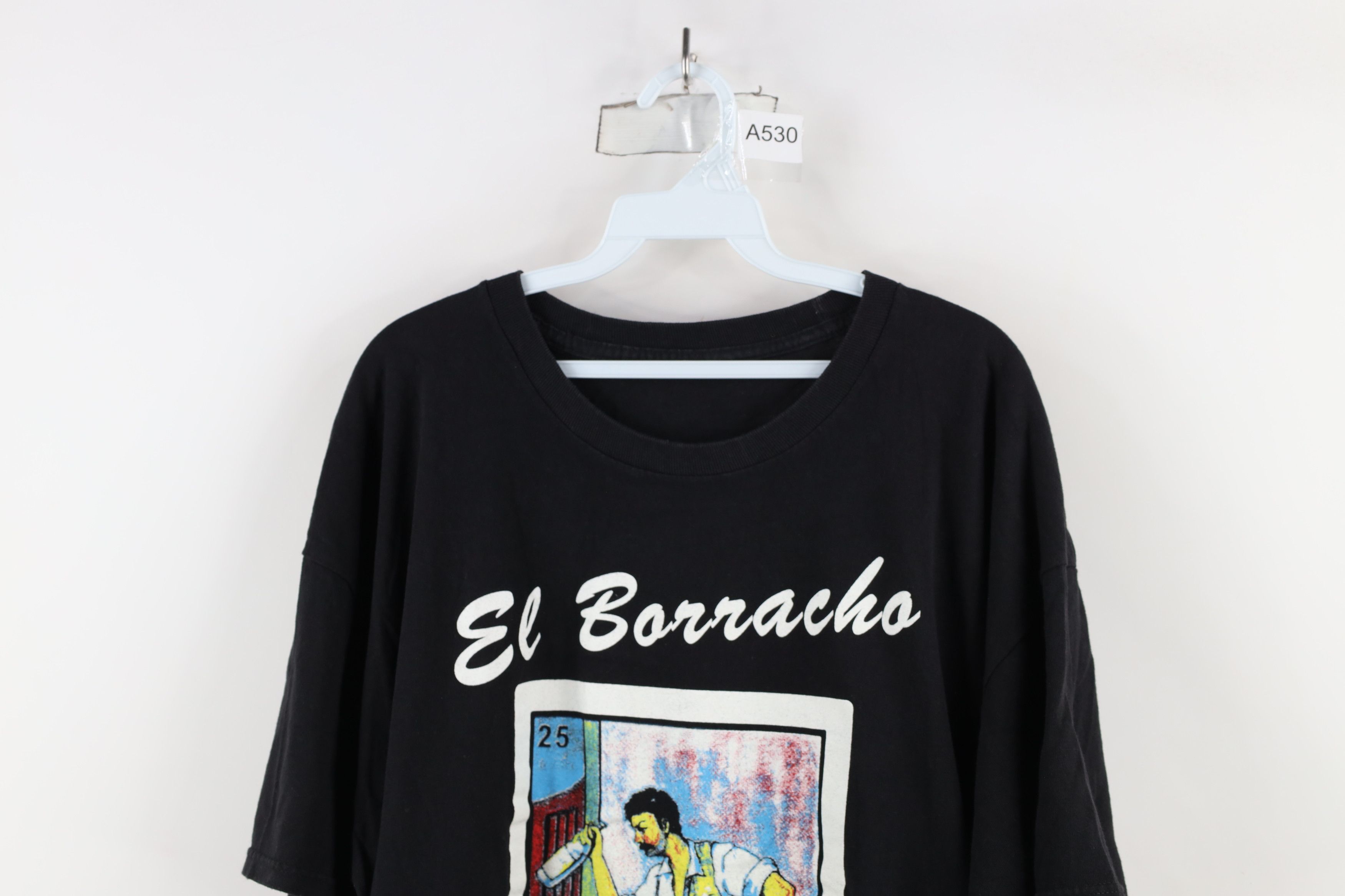 Vintage Vintage 90s Streetwear The Drunk Mexican T-Shirt Black Size US XXL / EU 58 / 5 - 2 Thumbnail