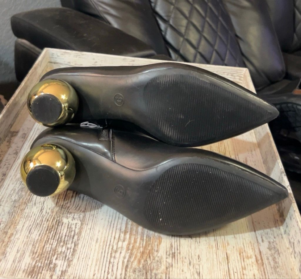 Other Women's A New Day Black Heeled Boots with Gold Heels Size 9 Size US 9 / IT 39 - 7 Thumbnail