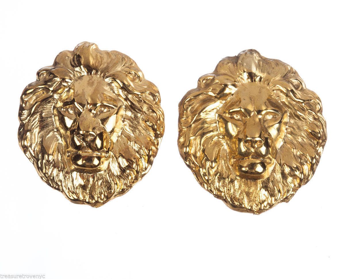Designer 18 kt Gold Plated Brass Royal Lion Earrings Alberto Juan Size ONE SIZE - 1 Thumbnail