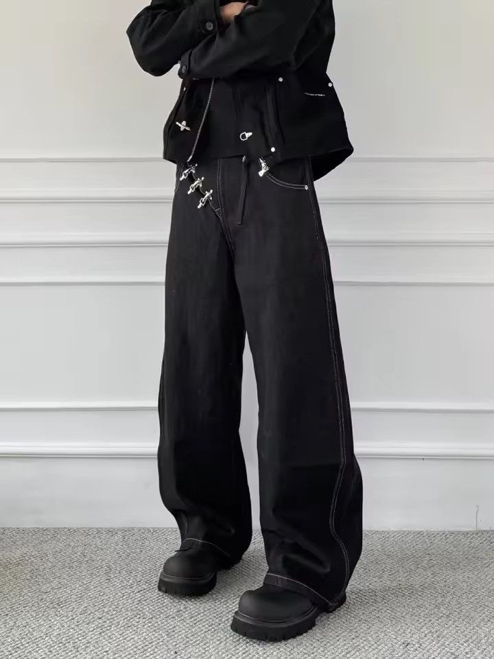 Jean xz denim Button Fly Black Luxury Baggy Jeans Pant Size US 31 - 7 Thumbnail