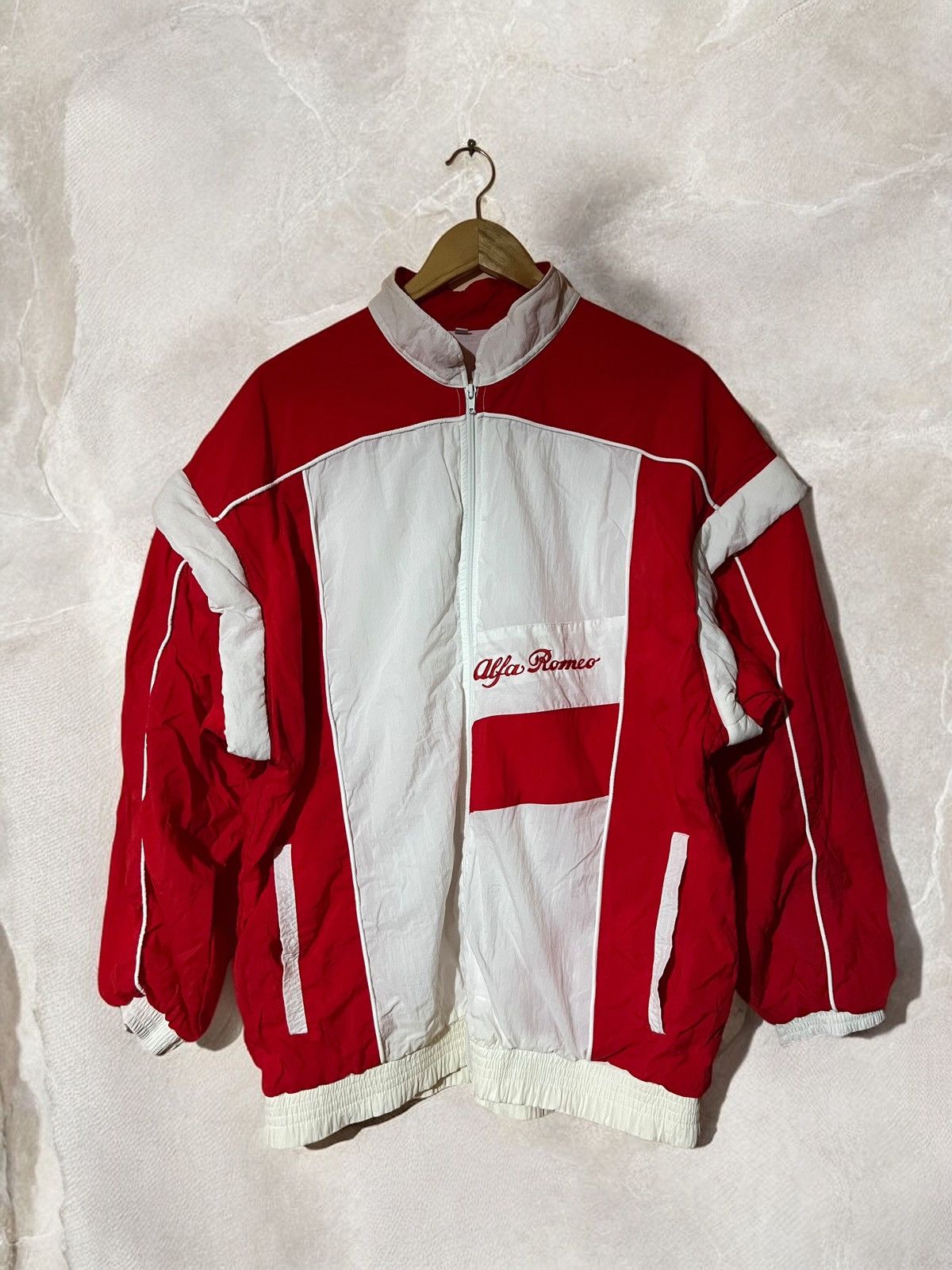 Vintage ALFA ROMEO 90s TRACK SUIT RACING Vintage Nylon pants jacket Size US M / EU 48-50 / 2 - 4 Thumbnail