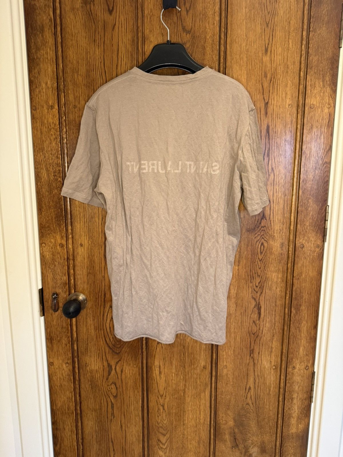 Saint Laurent Paris $620 ss23 Saint Laurent reverse logo khaki t shirt L Size US L / EU 52-54 / 3 - 17 Thumbnail