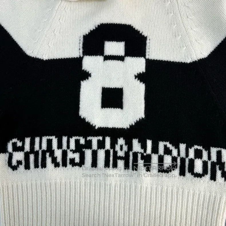 Dior Dior Black and white number 8 wool cashmere hooded sweater Size XXS / US 00 / IT 34 - 7 Thumbnail