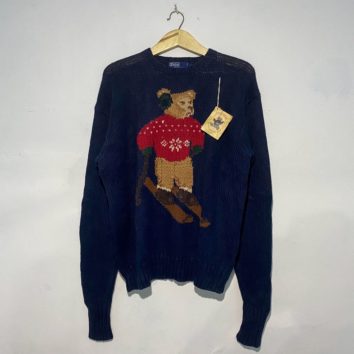 image of Polo Ralph Lauren x Ralph Lauren Vintage Polo By Ralph Laurent Ski Bear Knit Sweater in Navy (Size 