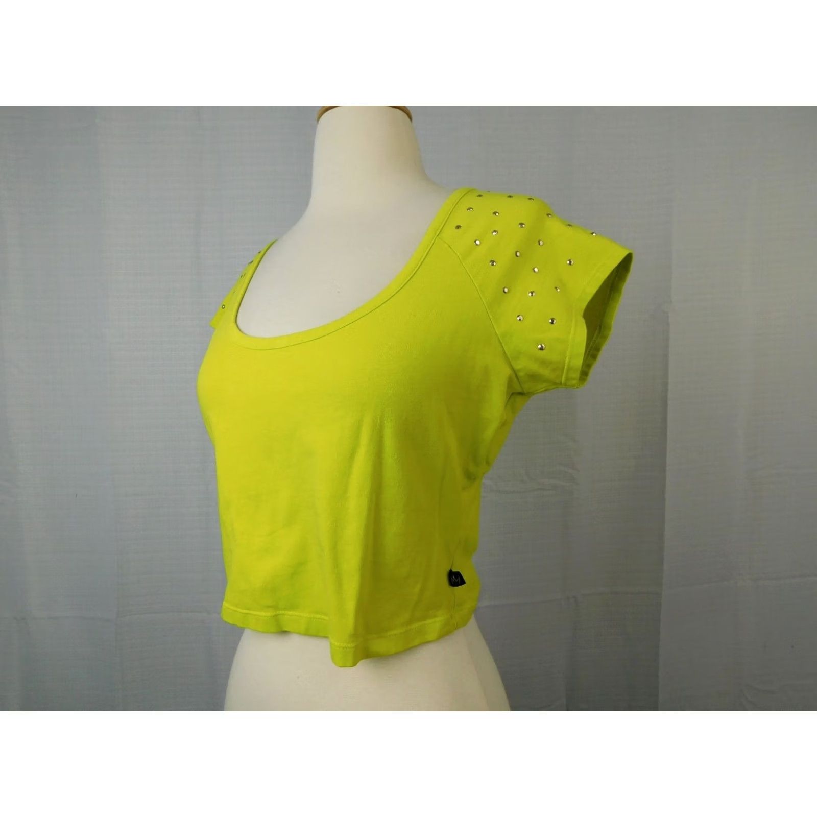 Vintage Nicki Minaj Rhinestone Studded Crop Top Cropped Sleeveless Yellow M Shirt Women's Stylish Blouse Size M / US 6-8 / IT 42-44 - 4 Thumbnail
