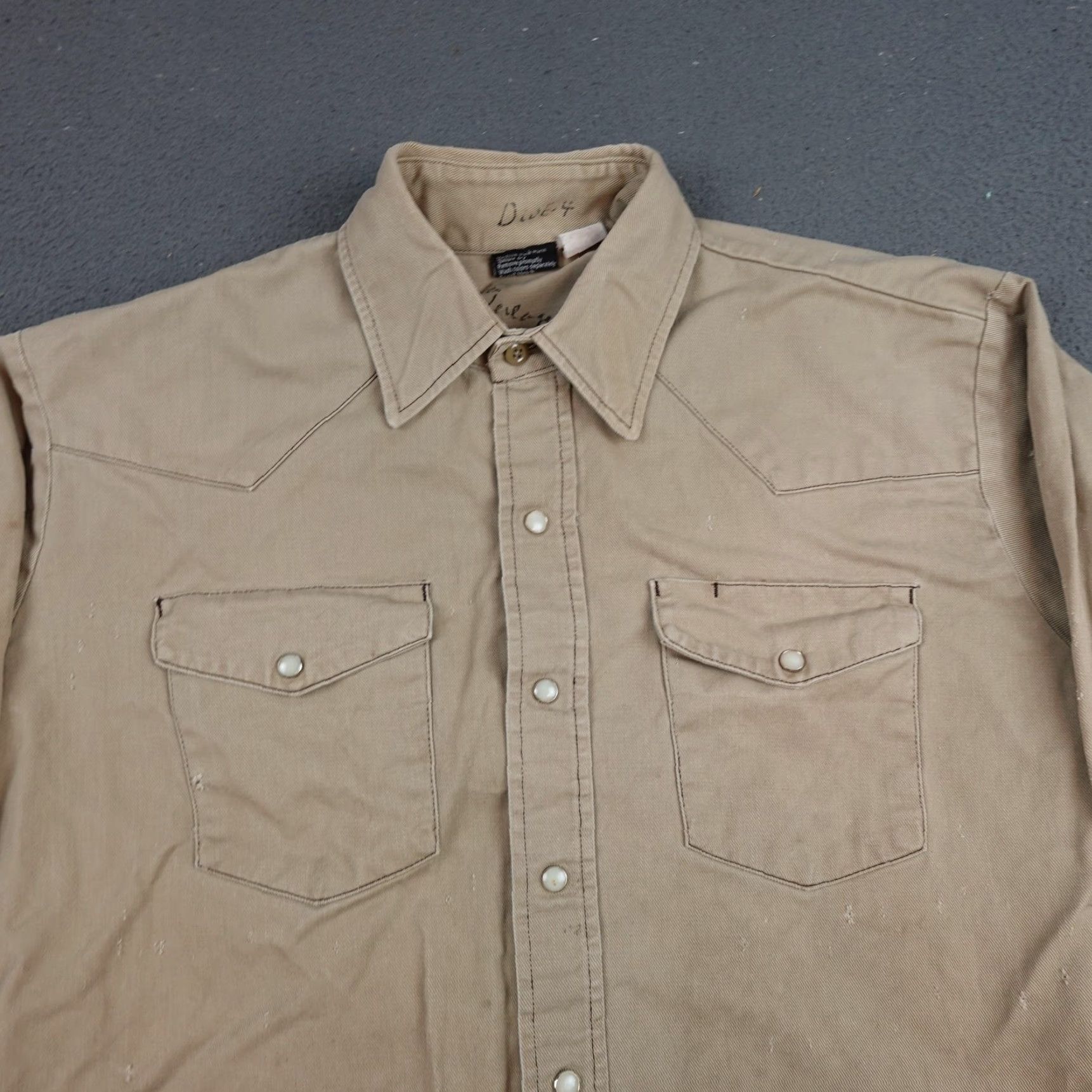 Vintage VINTAGE Prentiss Shirt Mens Large Beige Twill Western Pearl Snap Button USA Size US L / EU 52-54 / 3 - 6 Thumbnail