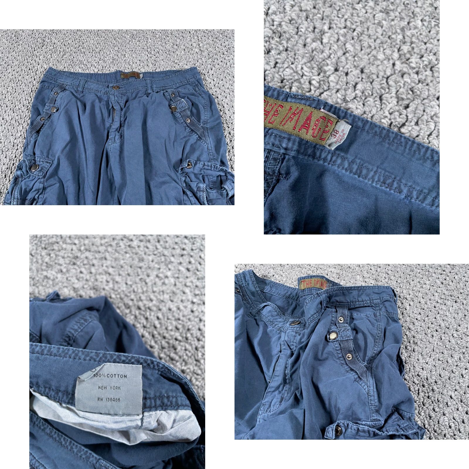 Vintage Y2K Baggy Cargo Shorts Men's 38 (36 Tag) Blue Skater Pockets Ska 13" Inseam Size US 36 / EU 52 - 8 Thumbnail