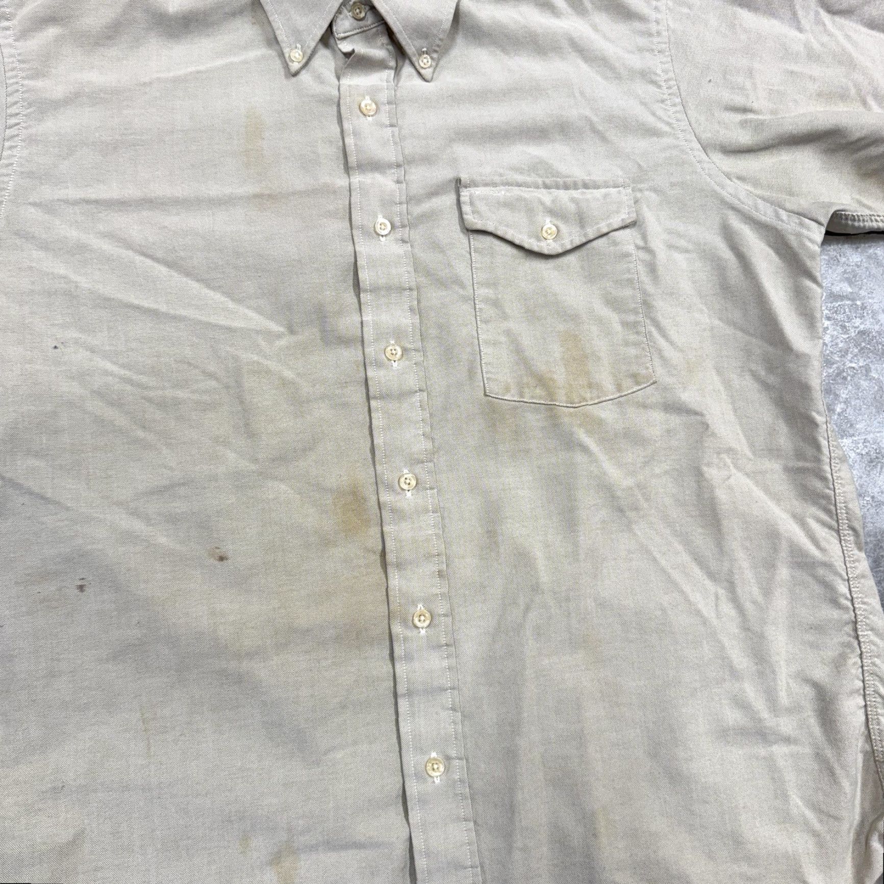 Vintage VINTAGE LL Bean Shirt Mens 15.5 Beige Short Sleeve Button Front Made USA 80s Size US M / EU 48-50 / 2 - 2 Thumbnail