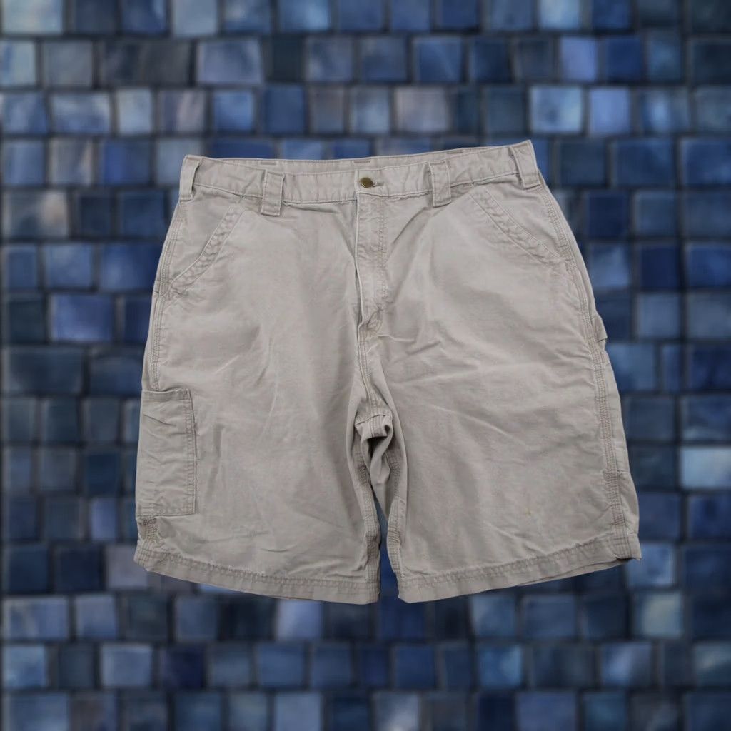 Carhartt Carhartt Men's Tan B147 Tan Loose Fit Work Shorts Size 38 Canvas Cargo Pockets 10 in Inseam 38 Regular Beige Front Flat Vintage: No Mens Size US 38 / EU 54 - 1 Thumbnail