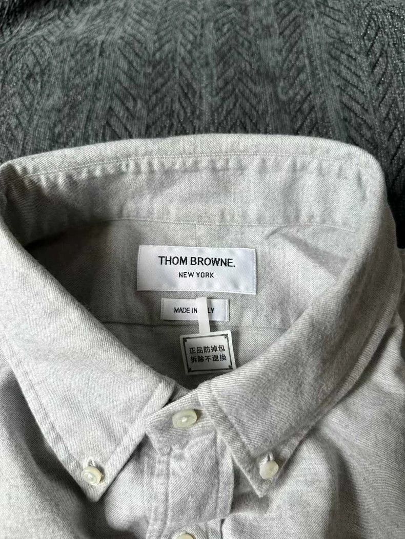 Thom Browne Thom Browne Grey shirt with a white collar Size US L / EU 52-54 / 3 - 3 Thumbnail