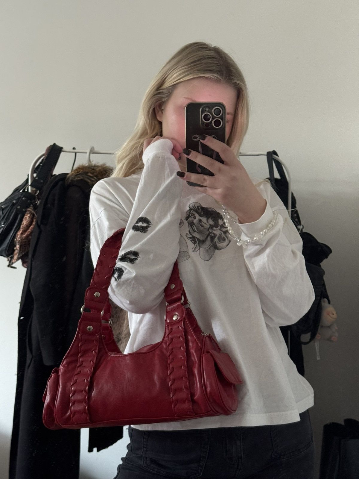 NEXT Vintage burgundy leather shoulder bag with braided straps Size ONE SIZE - 1 Thumbnail