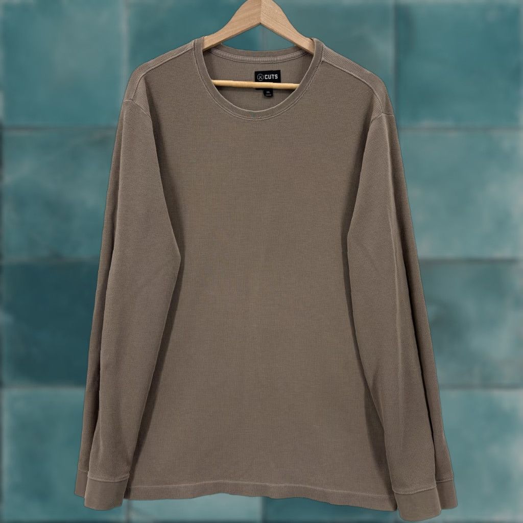 Cuts Cuts Clothing Shirt Mens 2XL Brown Waffle Knit Pima Cotton Long Sleeve Thermal Size US XXL / EU 58 / 5 - 1 Thumbnail