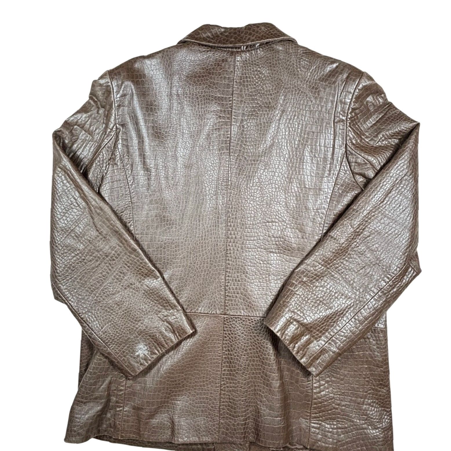 Jones New York VINTAGE Jones New York Leather Jacket Women L Brown Snakeskin Mob Wife Goth Jacket Size L / US 10 / IT 46 - 2 Thumbnail