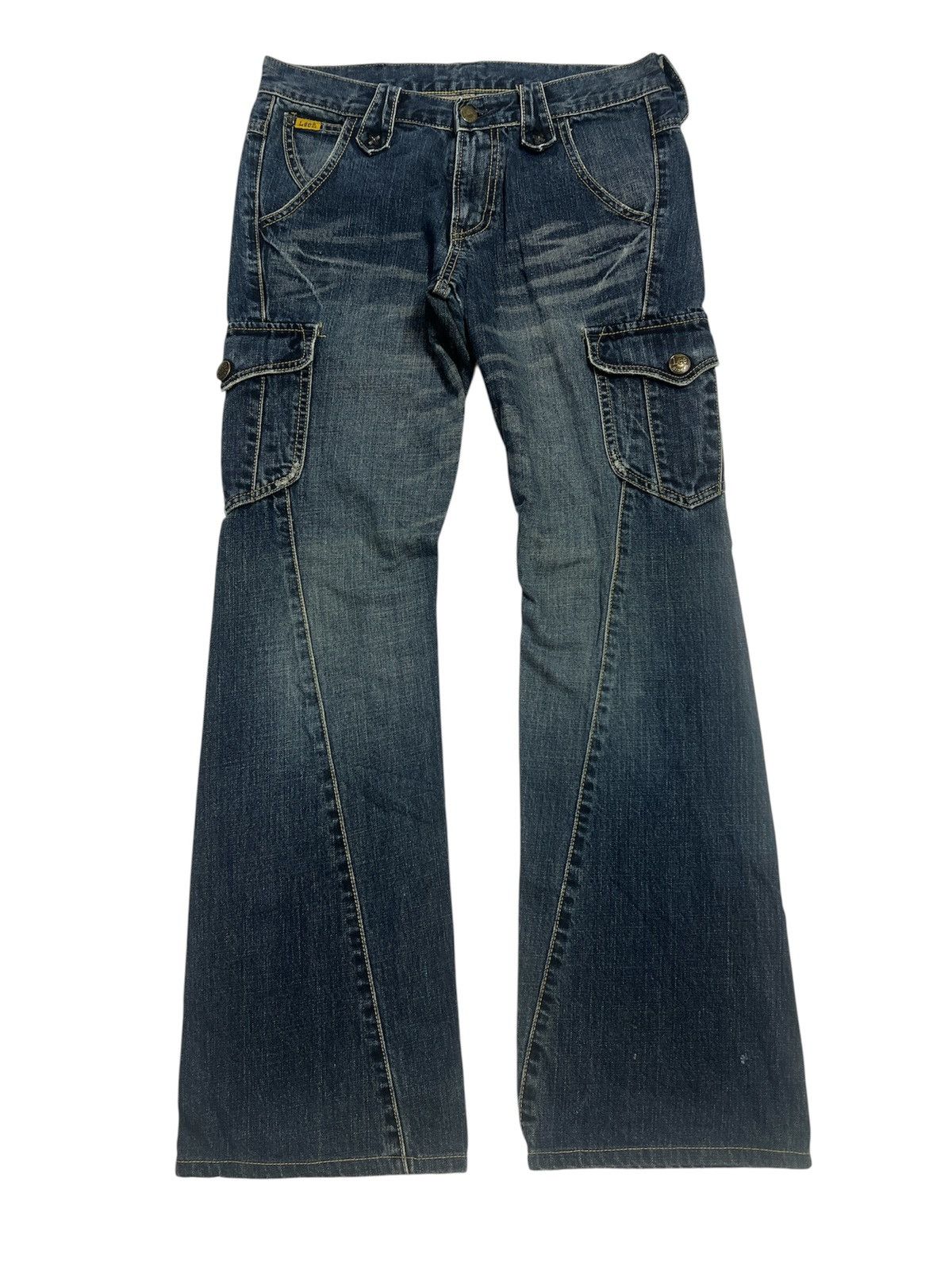 Japanese Brand FLARED 🔥 LEE RIDER CARGO TWISTED DISTRESSED DENIM PANT Size US 29 - 1 Thumbnail