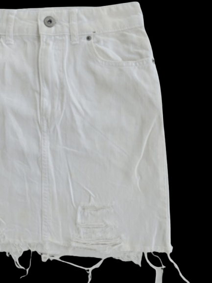 Bershka BERSHKA Distressed Style Mini Skirt White Colour Size 28" / US 6 / IT 42 - 4 Thumbnail