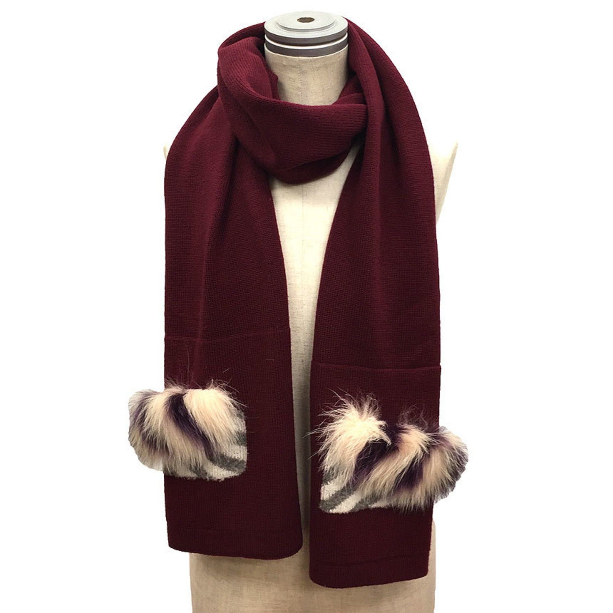 Fendi Fendi Monster Scarf/Shawl, Bordeaux, 100% Wool Size ONE SIZE - 1 Thumbnail