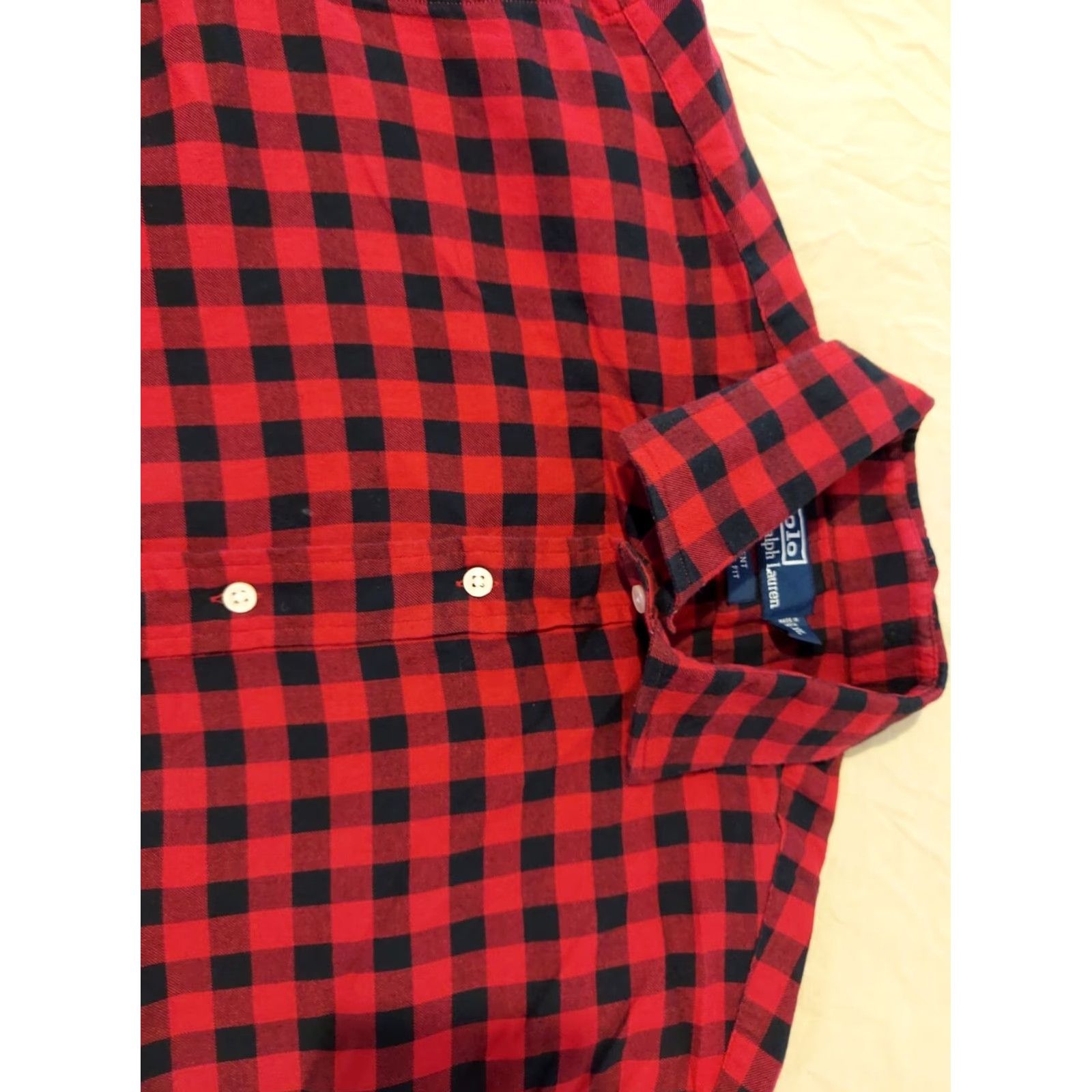 Polo Ralph Lauren Polo Ralph Lauren Dress Shirt XL Red Cotton Button Plaid Mens XL Shirt Size 46R - 2 Thumbnail