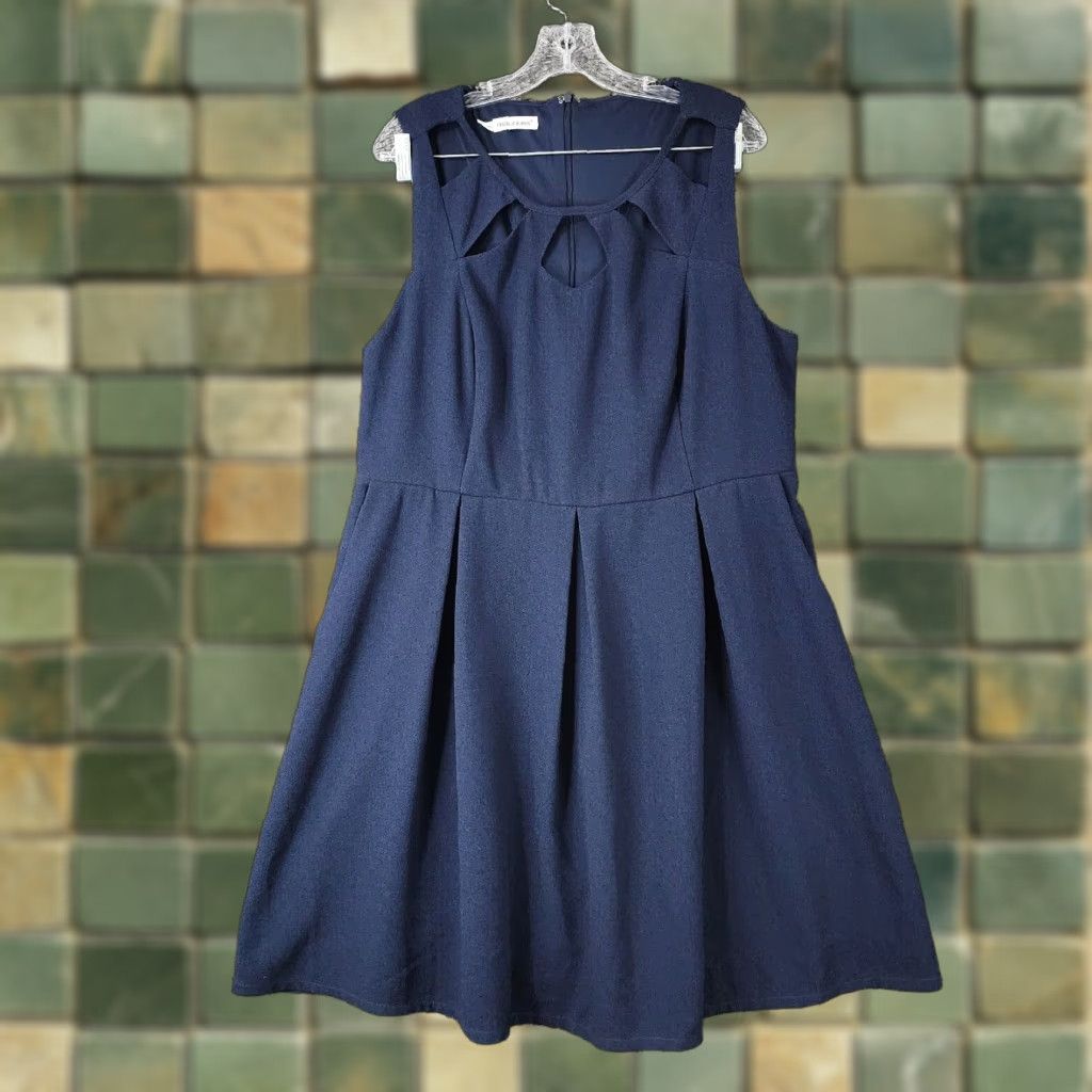 Vintage VINTAGE Maurices Women's Dress Sleeveless A-Line Knee Length Plus Size 2 Navy Blue Summer Size XS / US 0-2 / IT 36-38 - 1 Thumbnail