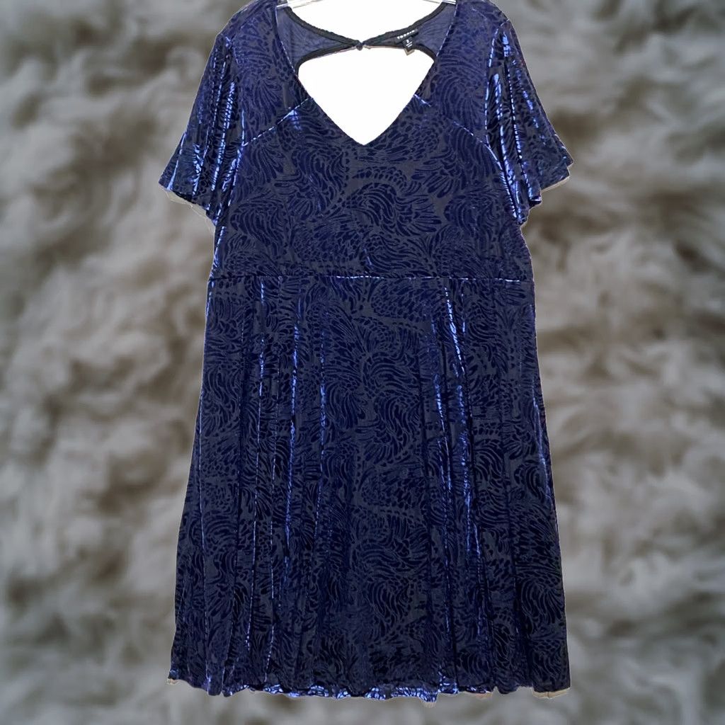 Torrid Torrid Velvet Burnout Midi Dress 2 Blue Black Paisley Witchy Whimsigoth Grunge Size XXL / US 16-18 / IT 52-54 - 1 Thumbnail