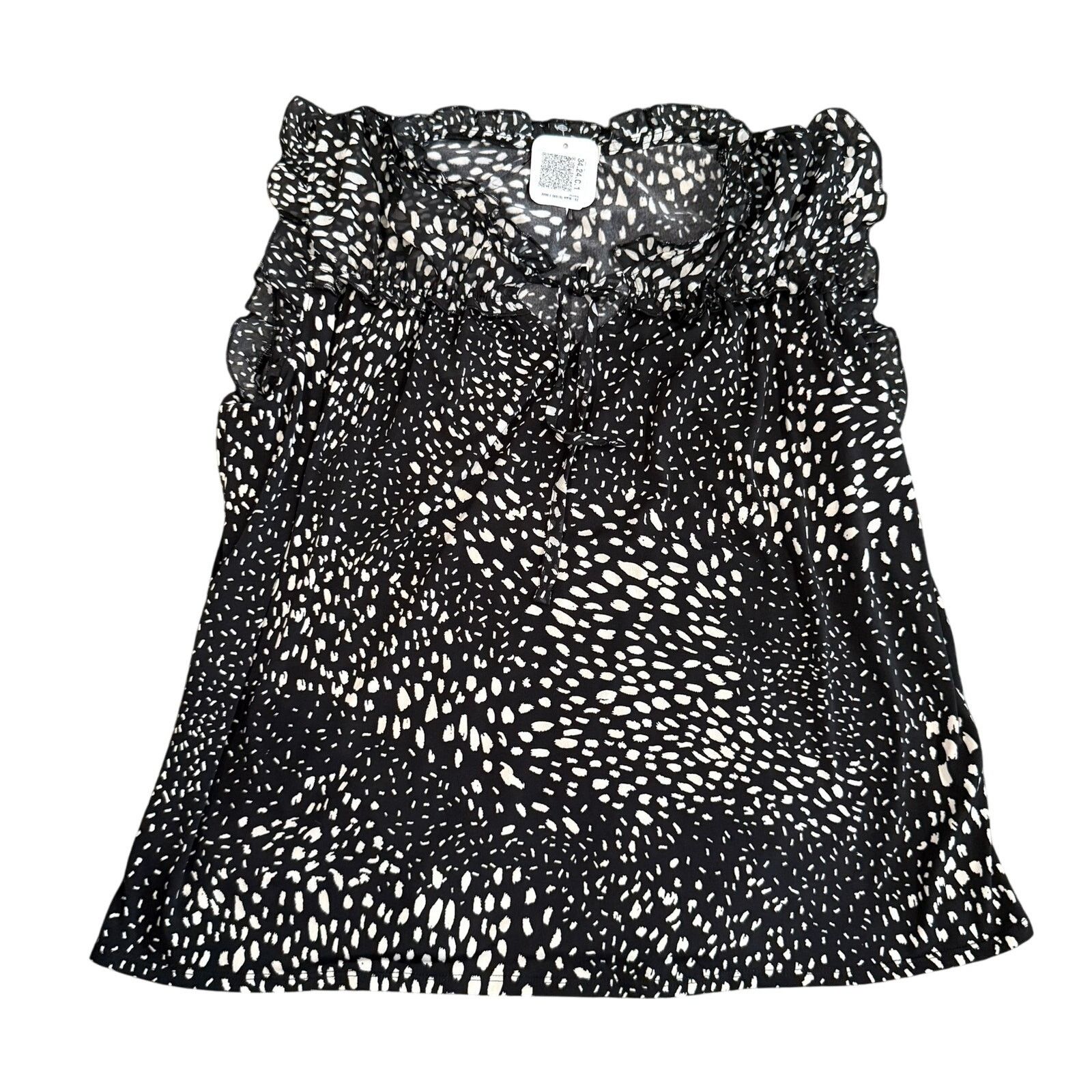 Joie de Vivre Joie de Vivre Spotted Tie-Neck Blouse in Black, Size 2X Size XXL / US 16-18 / IT 52-54 - 1 Thumbnail