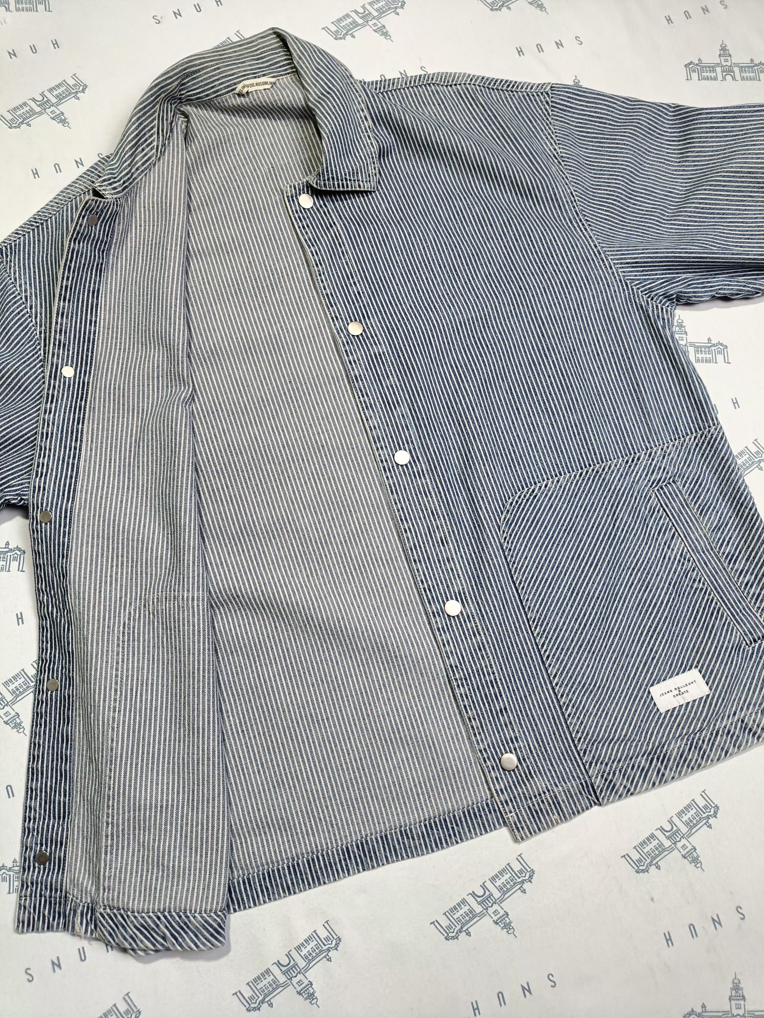Japanese Brand Jean Helleunt & Create HICKORY STRIPE CHORE Size US XL / EU 56 / 4 - 18 Thumbnail